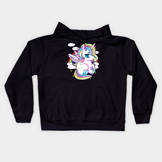 Pegasus Unicorn Cute Kids Hoodie by E